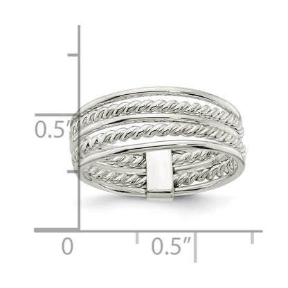 Sterling Silver Polished & Twisted Multiple Attached Rings