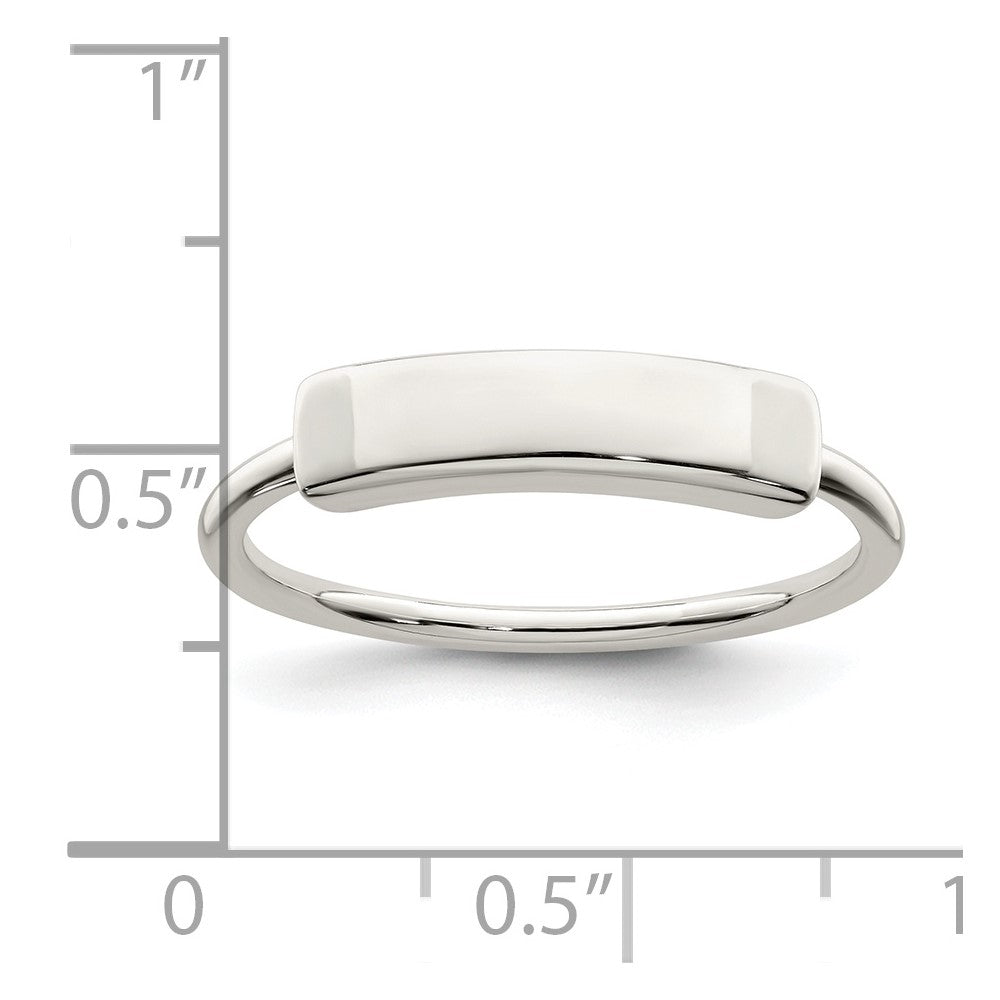 Sterling Silver Polished Engraveable Top Ring