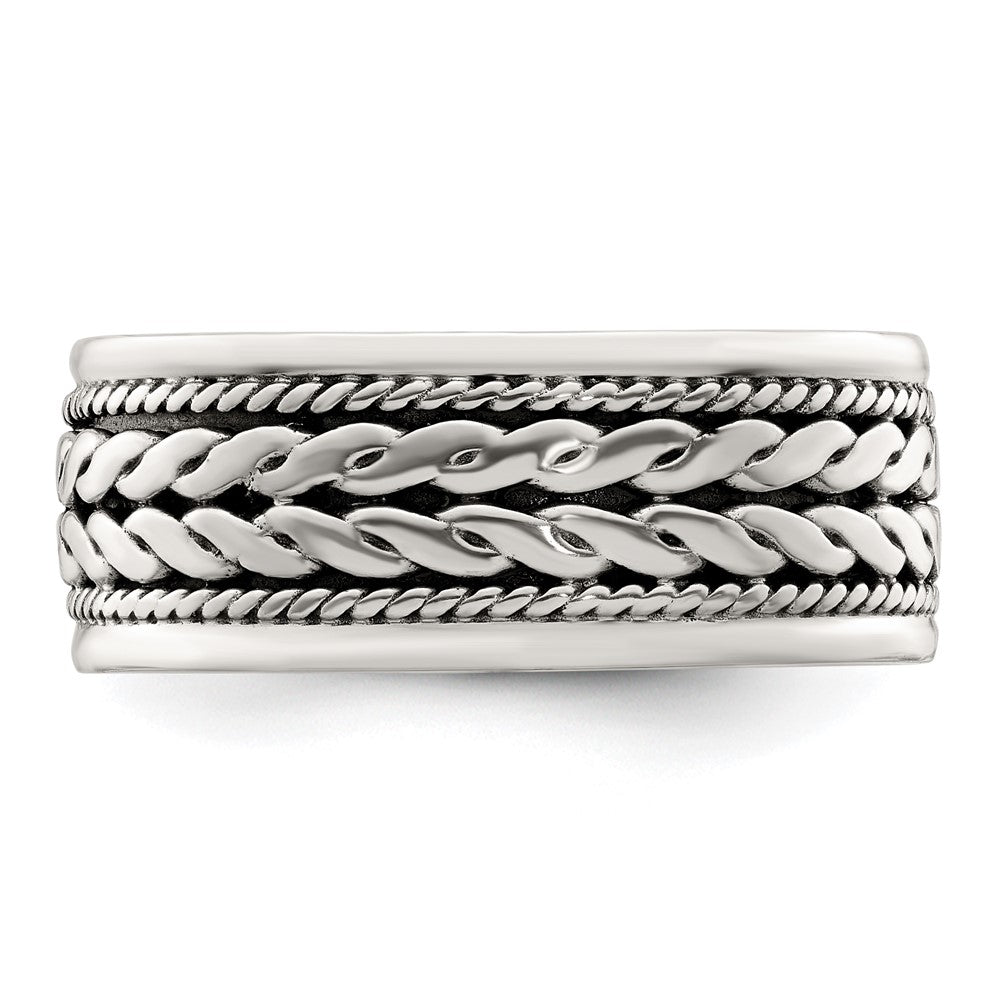 Sterling Silver Antiqued Rope Design Ladie'S Ring