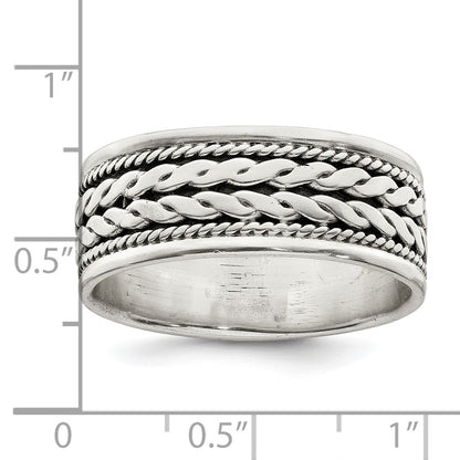 Sterling Silver Antiqued Rope Design Ladie'S Ring