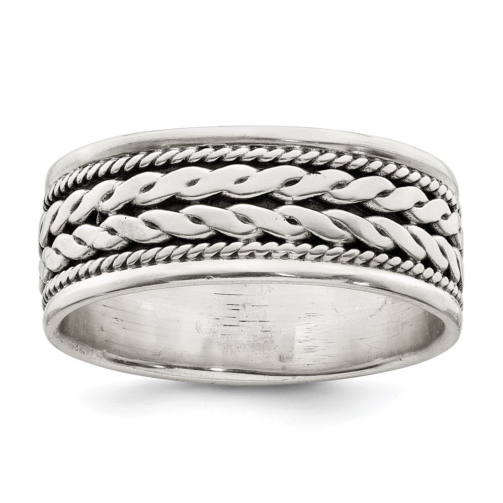 Sterling Silver Antiqued Rope Design Ladie'S Ring