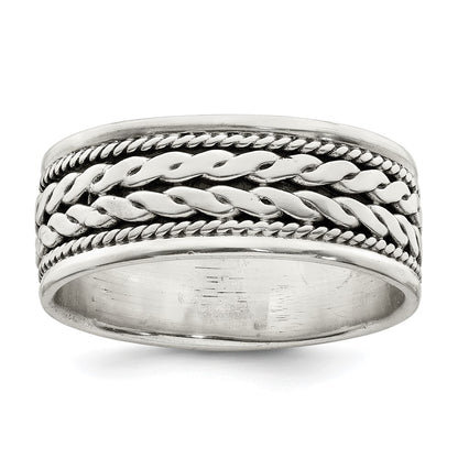 Sterling Silver Antiqued Rope Design Ladie'S Ring