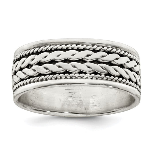 Sterling Silver Antiqued Rope Design Ladie'S Ring