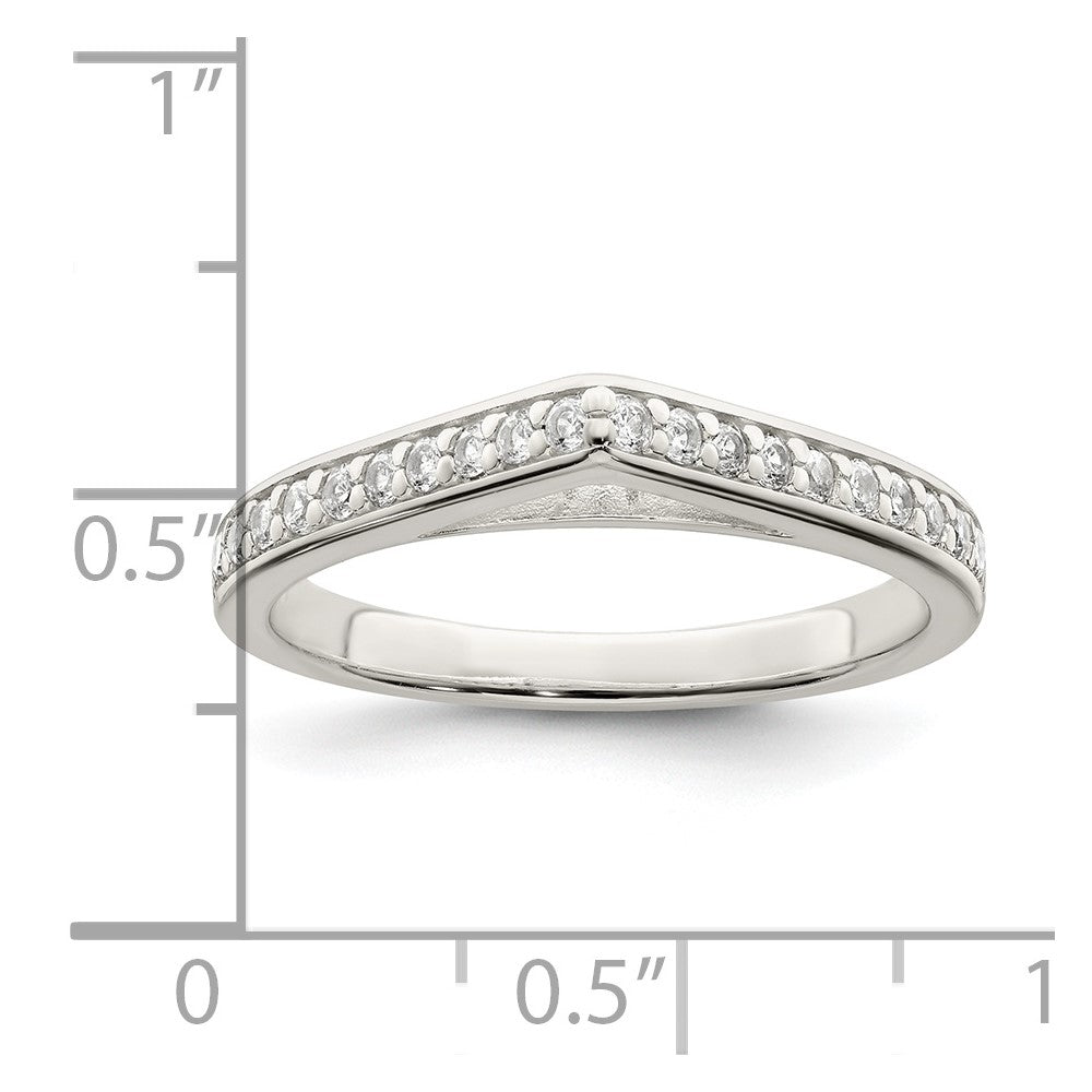 Sterling Silver Polished Cz Pointed Ring