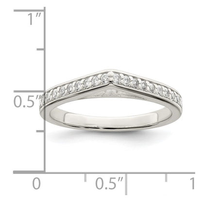 Sterling Silver Polished Cz Pointed Ring