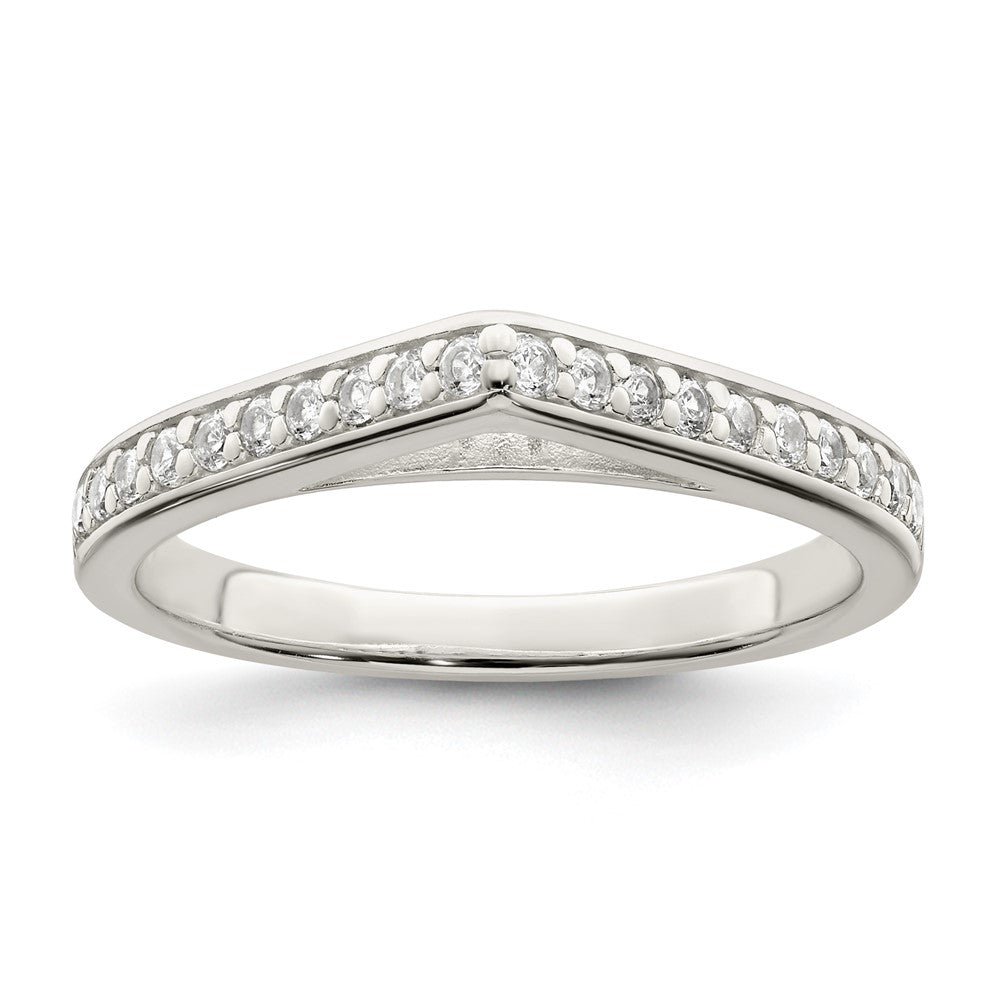 Sterling Silver Polished Cz Pointed Ring