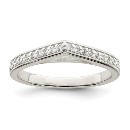 Sterling Silver Polished Cz Pointed Ring