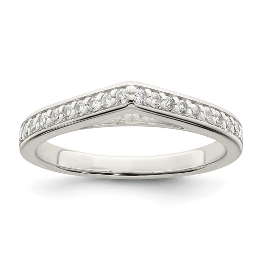 Sterling Silver Polished Cz Pointed Ring