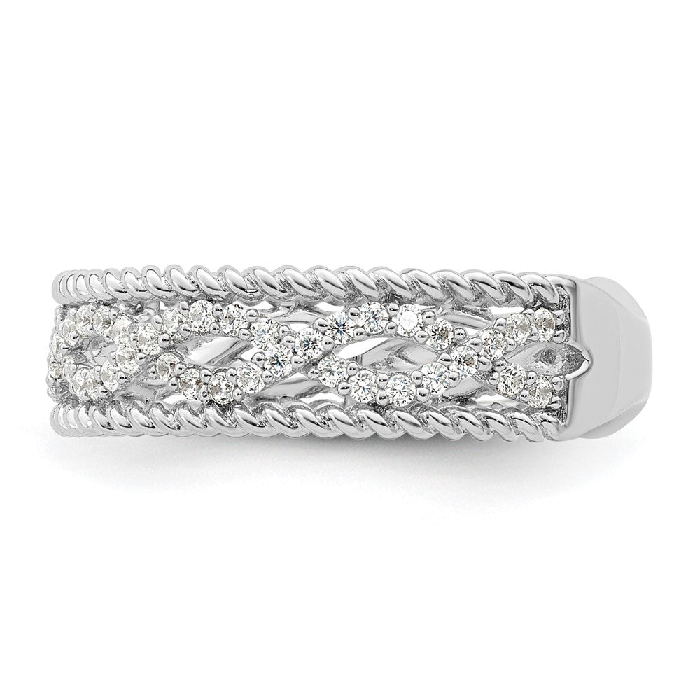 Sterling Silver Rhodium Plated Cz Band