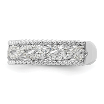 Sterling Silver Rhodium Plated Cz Band