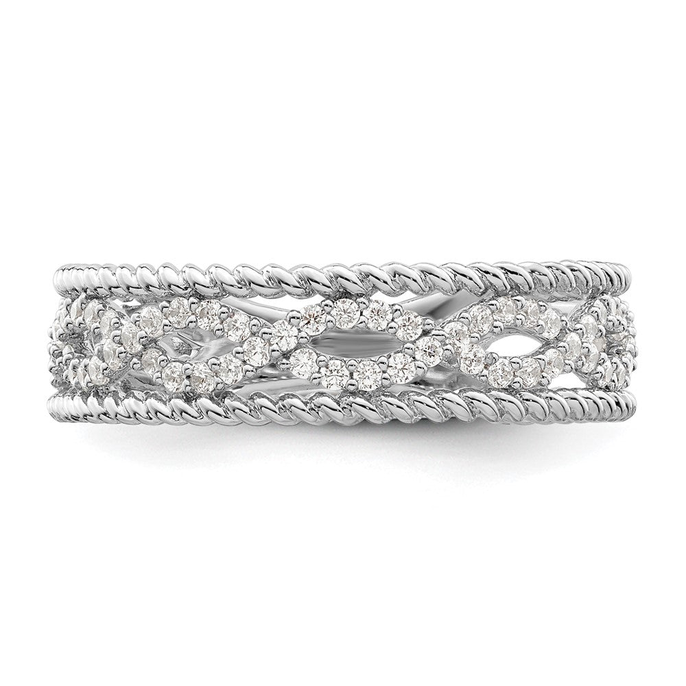 Sterling Silver Rhodium Plated Cz Band