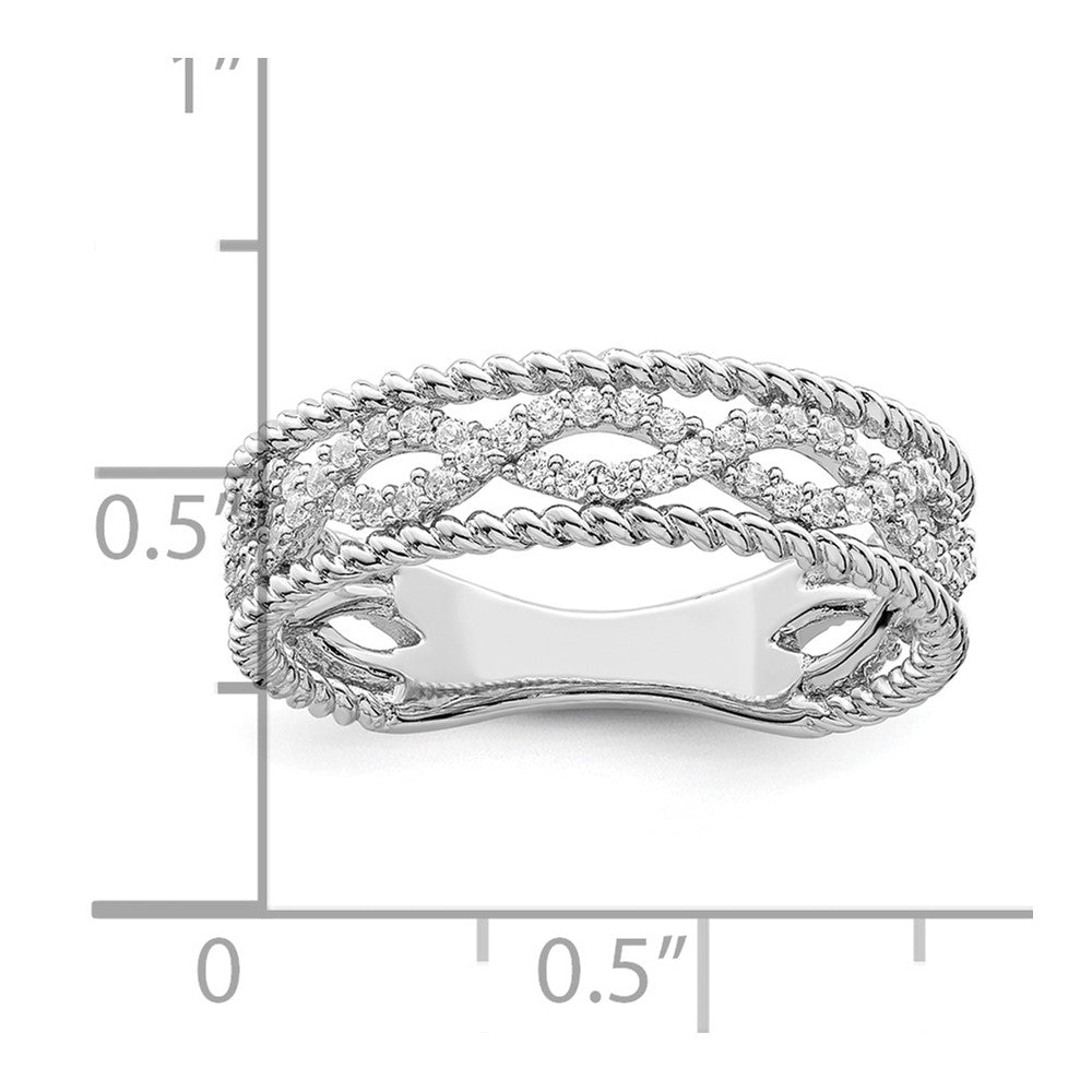 Sterling Silver Rhodium Plated Cz Band