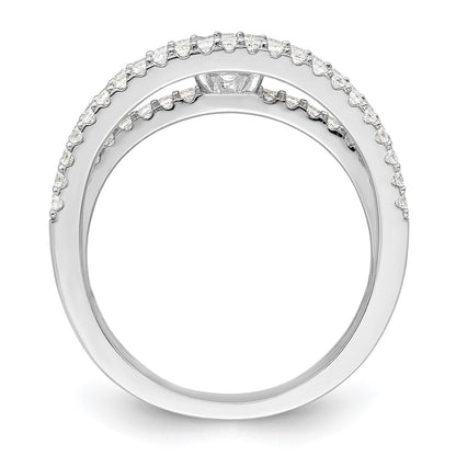 Sterling Silver Rhodium Plated Cz 3 Row Ring
