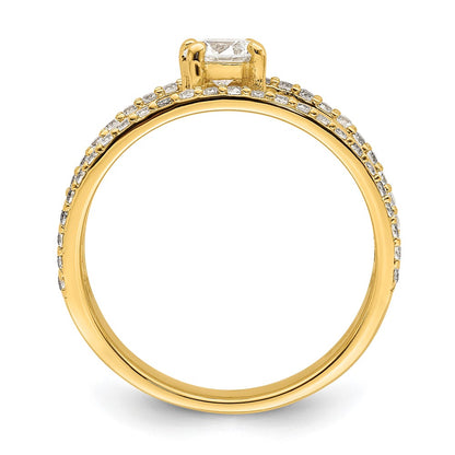 Gold Plated Sterling Silver Cz Ring