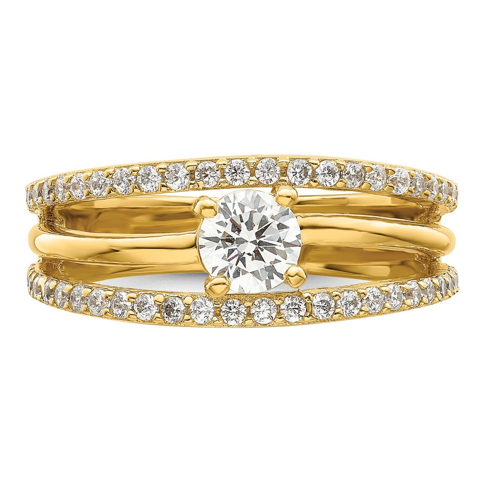 Gold Plated Sterling Silver Cz Ring