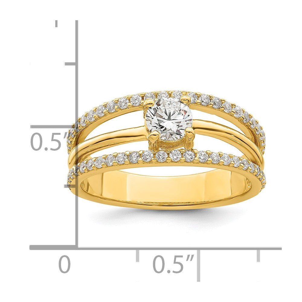 Gold Plated Sterling Silver Cz Ring