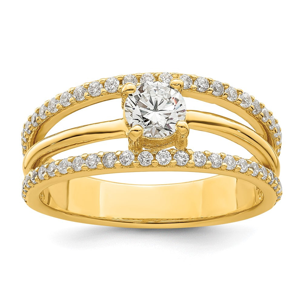 Gold Plated Sterling Silver Cz Ring