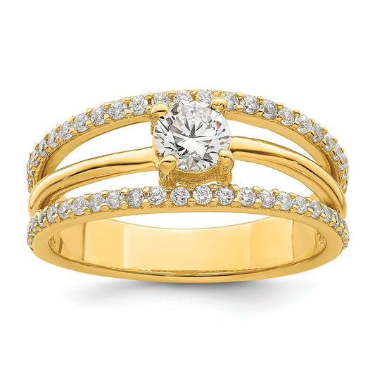 Gold Plated Sterling Silver Cz Ring
