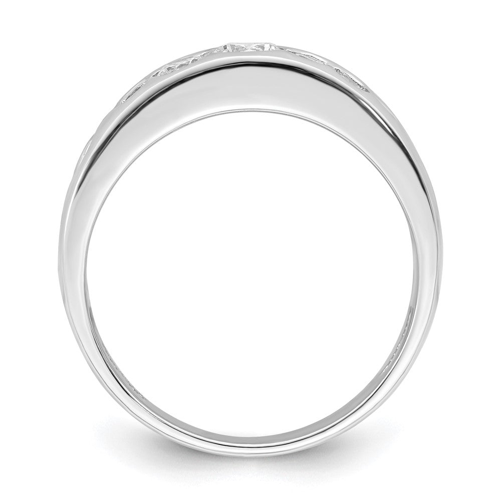 Sterling Silver Rhodium Plated Cz Cluster Ring