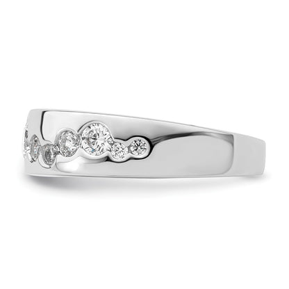Sterling Silver Rhodium Plated Cz Cluster Ring