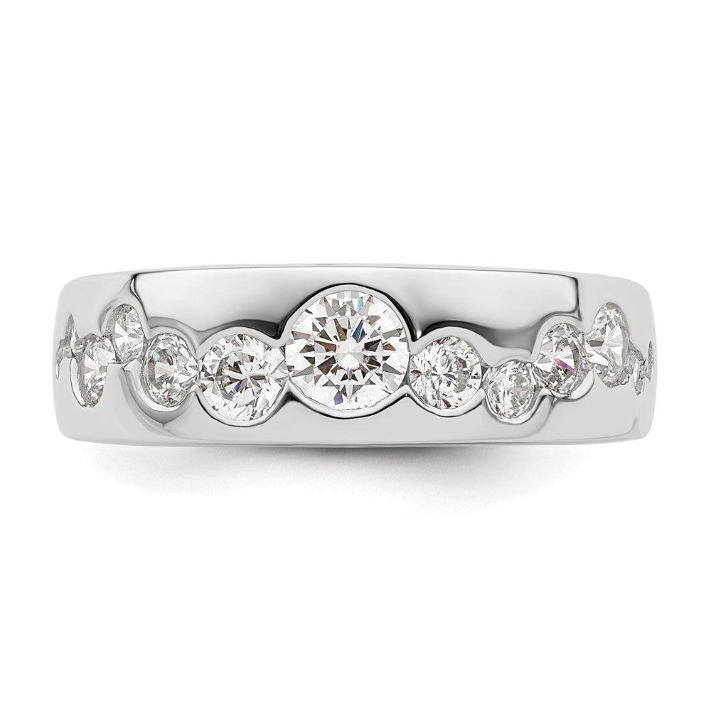 Sterling Silver Rhodium Plated Cz Cluster Ring