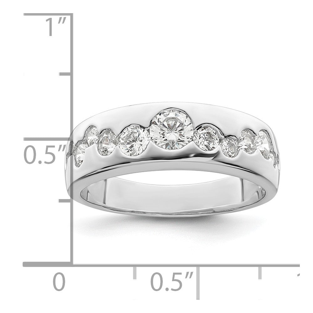 Sterling Silver Rhodium Plated Cz Cluster Ring