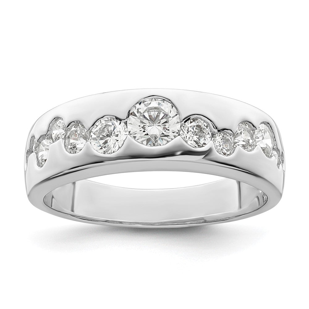 Sterling Silver Rhodium Plated Cz Cluster Ring