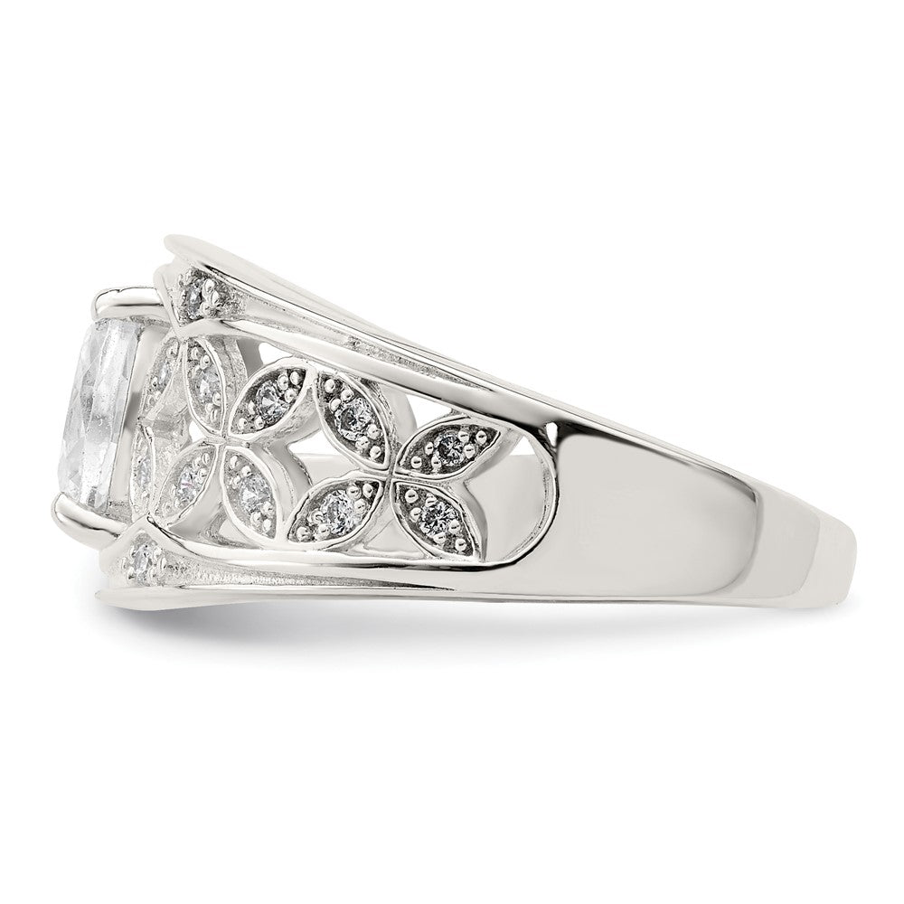 Sterling Silver Cz Flower Ring