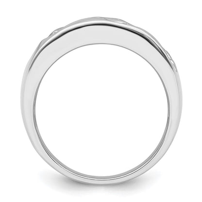 Sterling Silver Rhodium Plated Multi Shaped Cz Ring