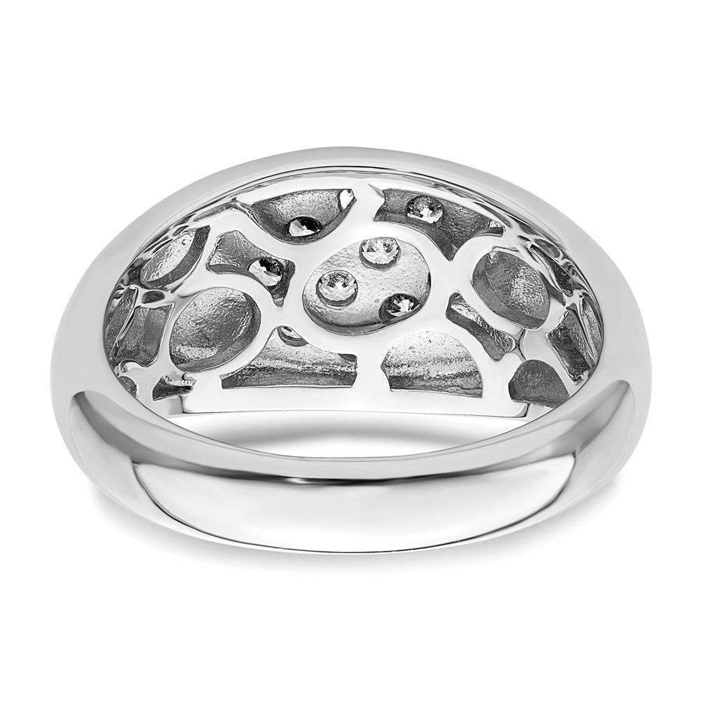 Sterling Silver Rhodium Plated Cz Oval Cluster Ring