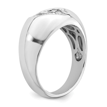 Sterling Silver Rhodium Plated Cz Oval Cluster Ring