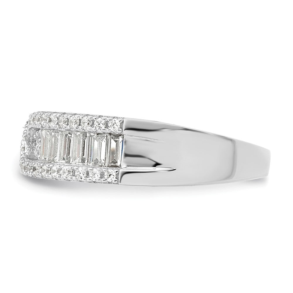 Sterling Silver Rhodium Plated Cz Band