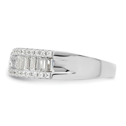 Sterling Silver Rhodium Plated Cz Band