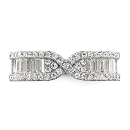 Sterling Silver Rhodium Plated Cz Band