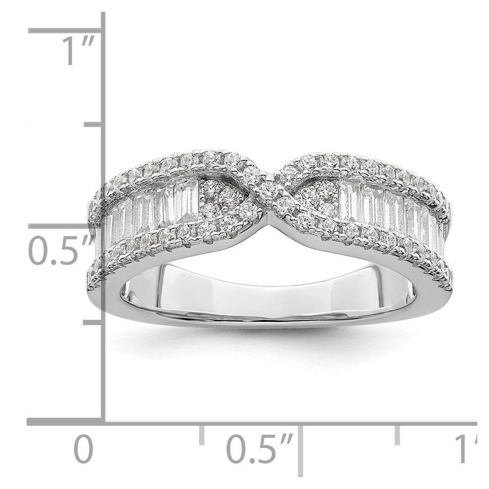Sterling Silver Rhodium Plated Cz Band