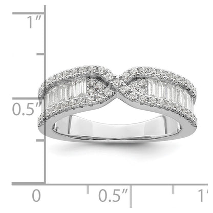 Sterling Silver Rhodium Plated Cz Band