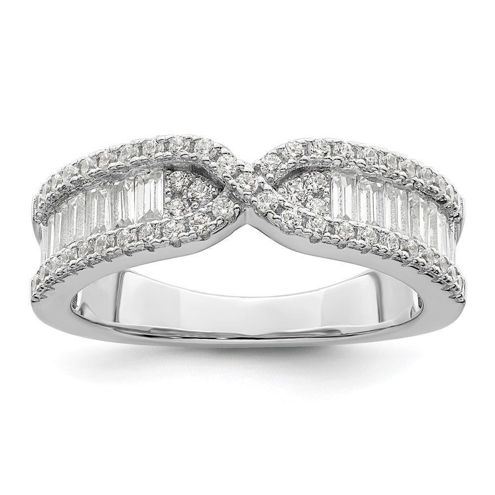 Sterling Silver Rhodium Plated Cz Band
