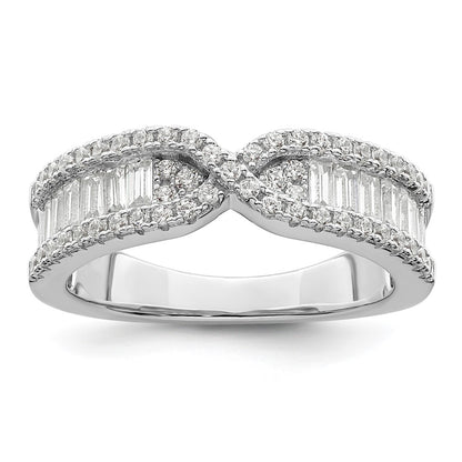Sterling Silver Rhodium Plated Cz Band