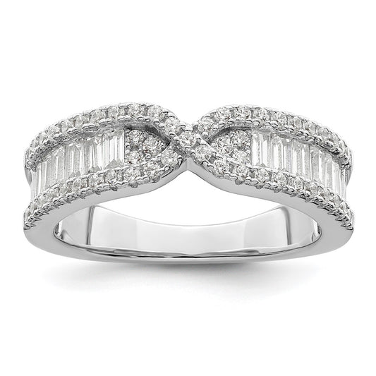 Sterling Silver Rhodium Plated Cz Band