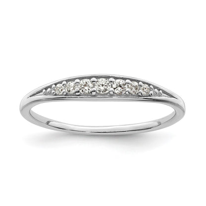 Sterling Silver Rhodium Plated Polished Cz Ring