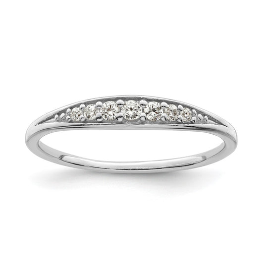 Sterling Silver Rhodium Plated Polished Cz Ring