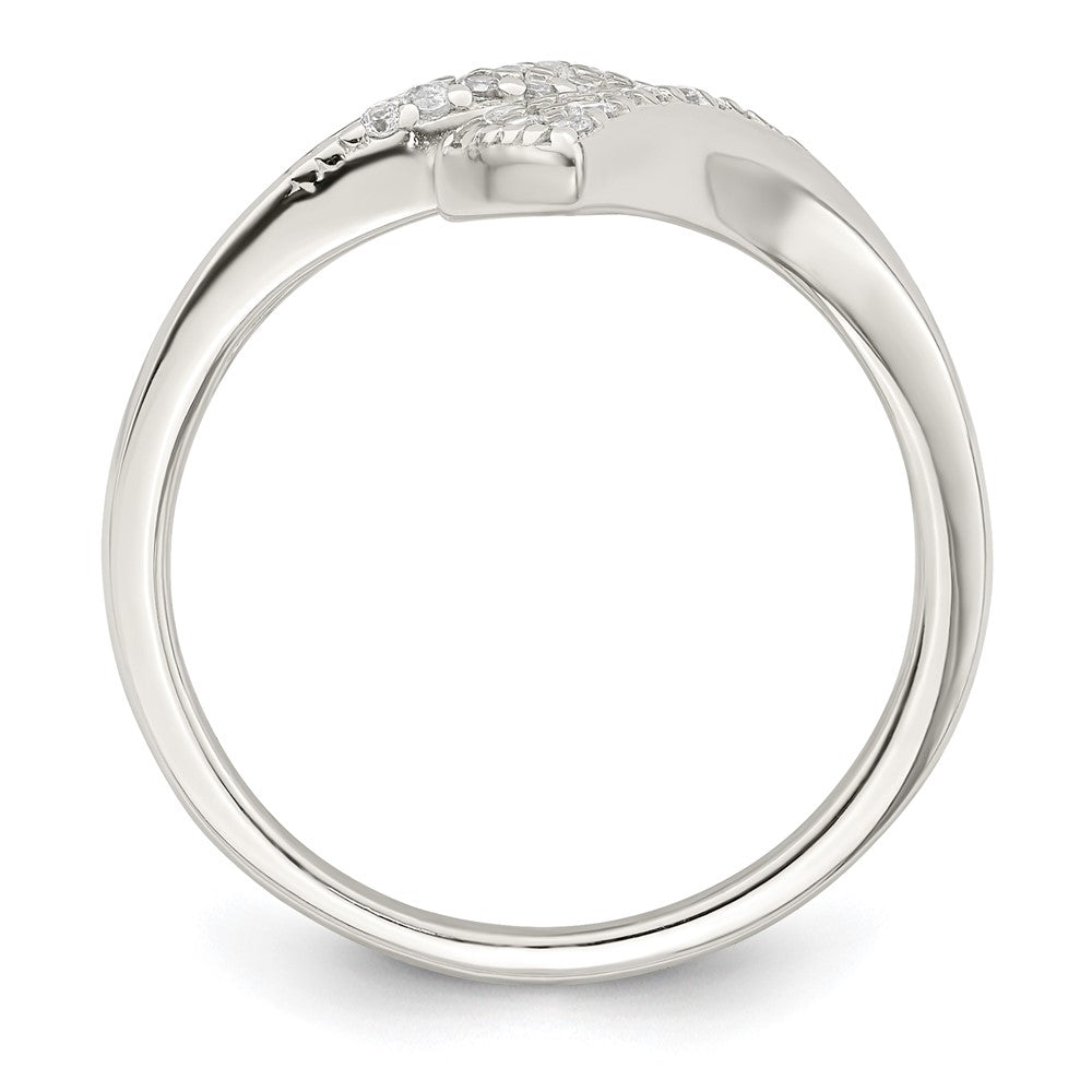 Sterling Silver Polished Cz Fancy Bypass Ring