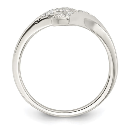 Sterling Silver Polished Cz Fancy Bypass Ring