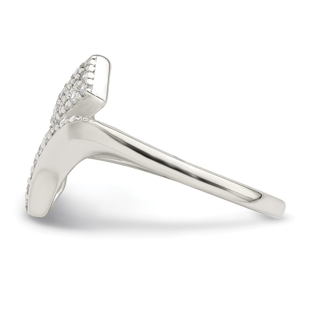 Sterling Silver Polished Cz Fancy Bypass Ring