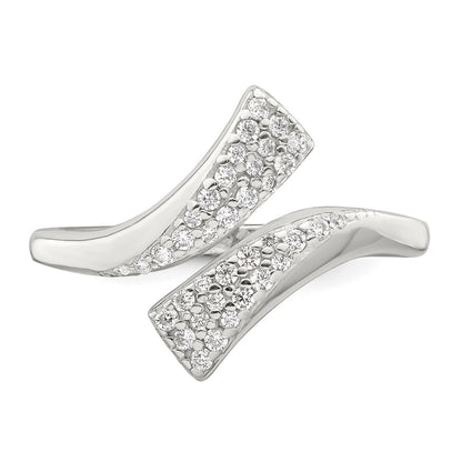 Sterling Silver Polished Cz Fancy Bypass Ring