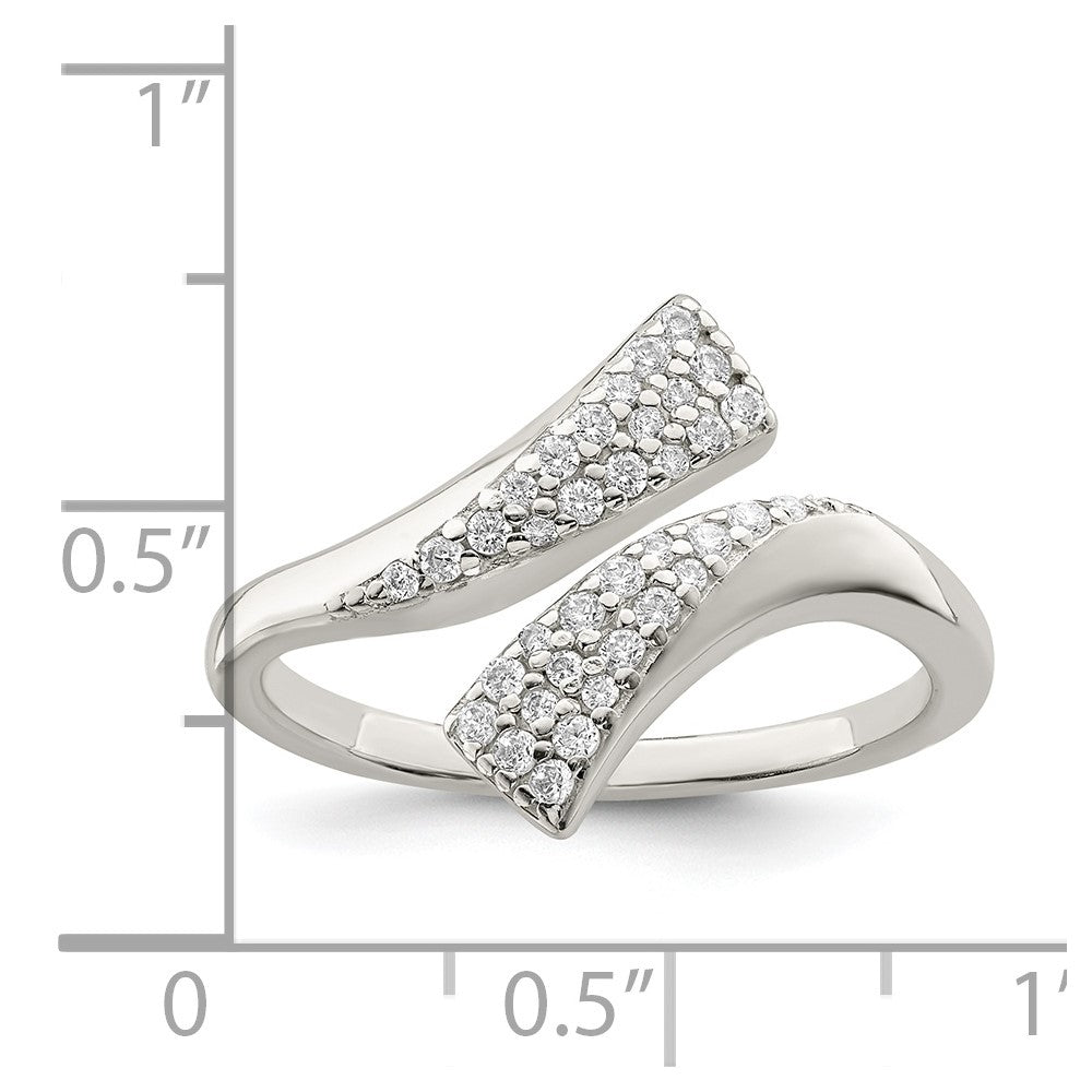 Sterling Silver Polished Cz Fancy Bypass Ring
