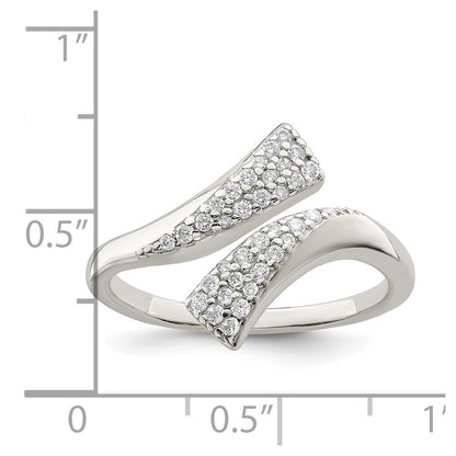 Sterling Silver Polished Cz Fancy Bypass Ring
