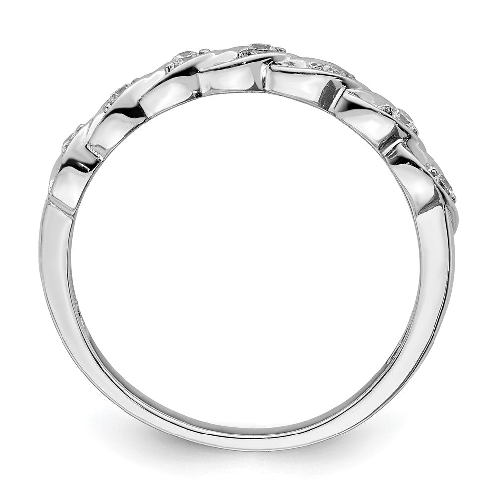 Sterling Silver Rh Polished Cz Twisted Ring