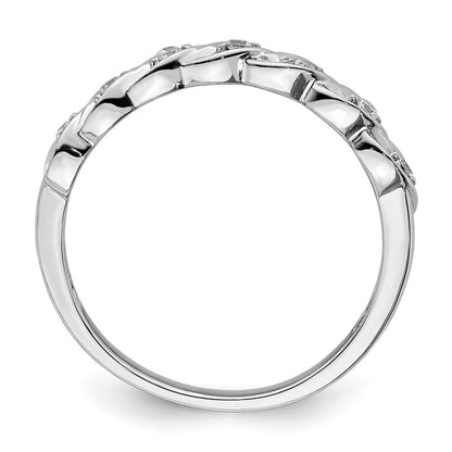 Sterling Silver Rh Polished Cz Twisted Ring