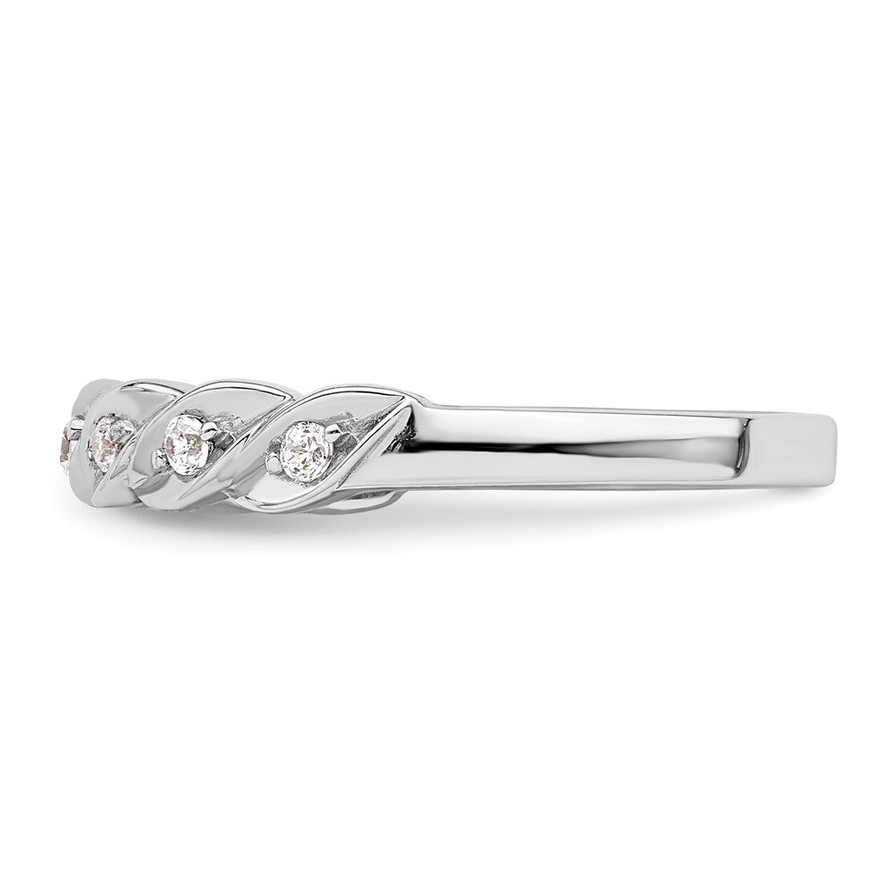Sterling Silver Rh Polished Cz Twisted Ring